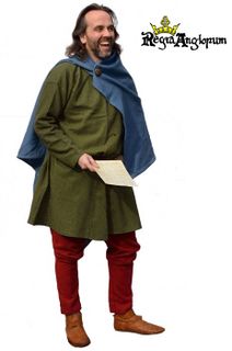 Freeman AD793‑1215 An educated freeman of some wealth as shown by the colours of his clothing. He wears the common short everyday cloak. This look can be worn at any Regia event.